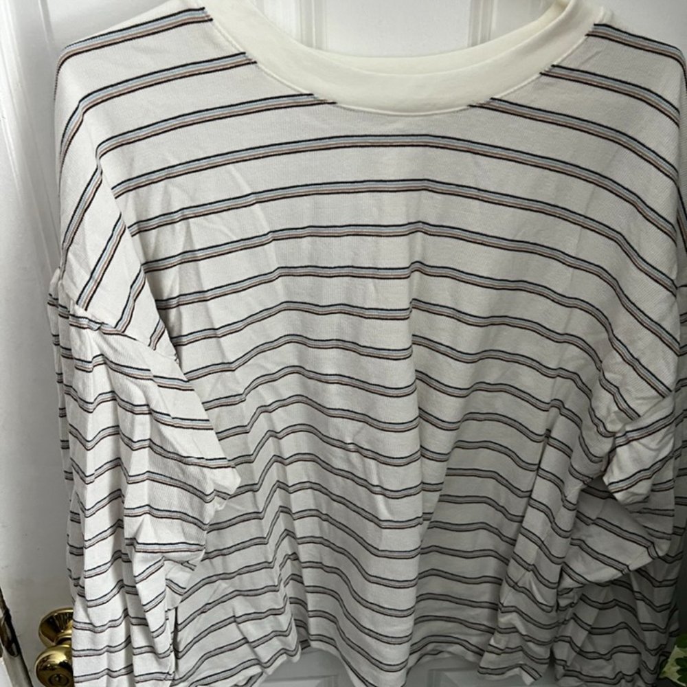 Striped White and Black Women's Top